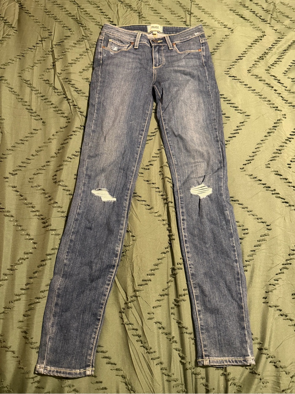 PAIGE Women's Distressed Skinny Jeans - Medium Blue Wash